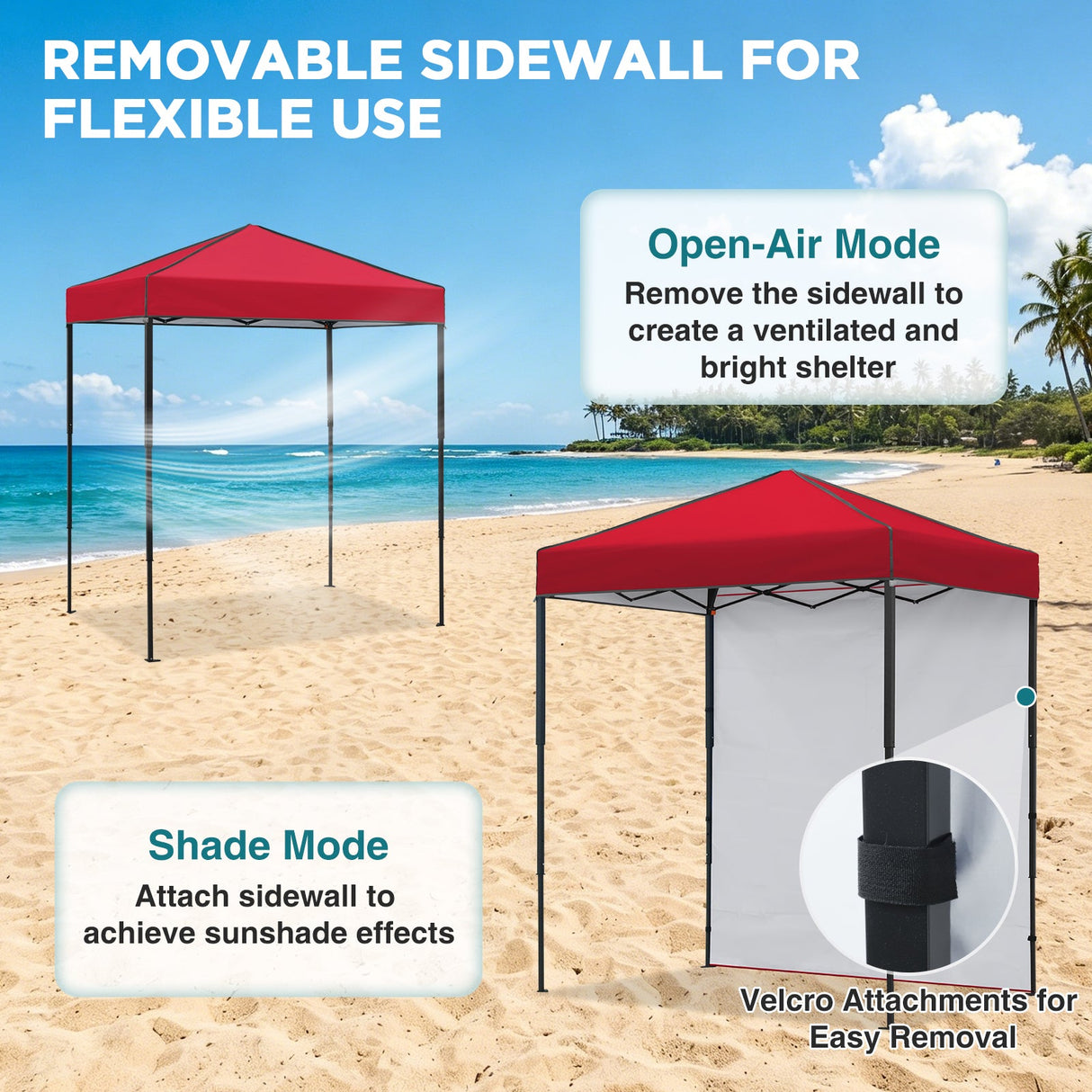 6x4 Instant Pop Up Canopy Tent with 1 Side Wall Panel - Eagle Peak®