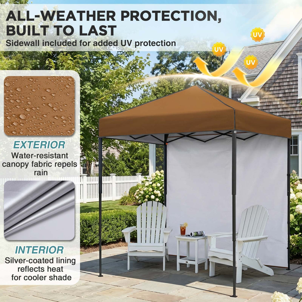6x4 Instant Pop Up Canopy Tent with 1 Side Wall Panel - Eagle Peak®