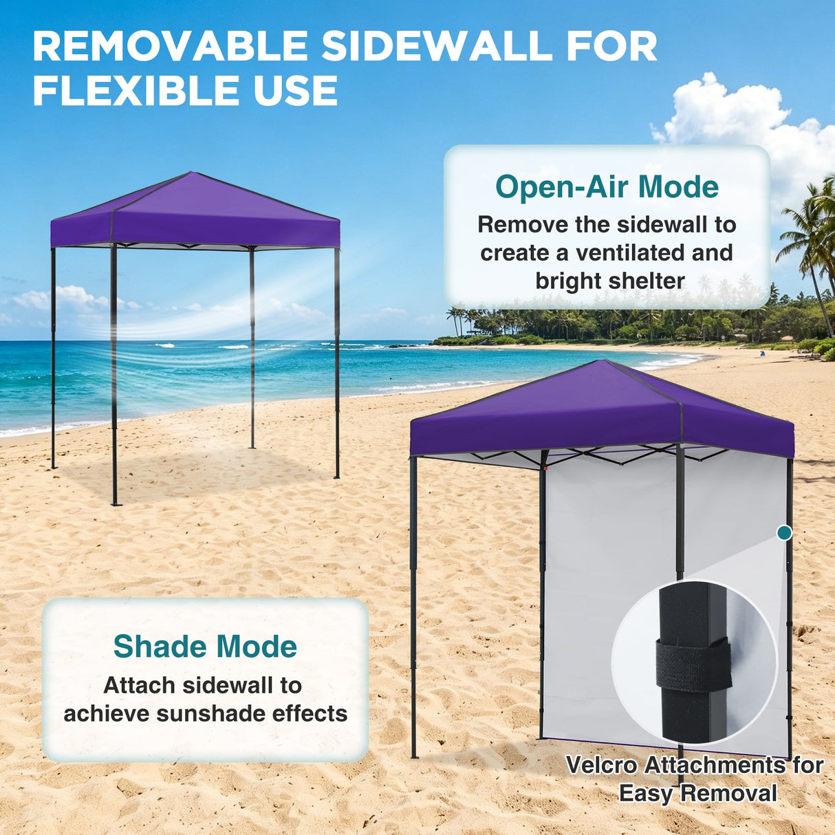 6x4 Instant Pop Up Canopy Tent with 1 Side Wall Panel - Eagle Peak®