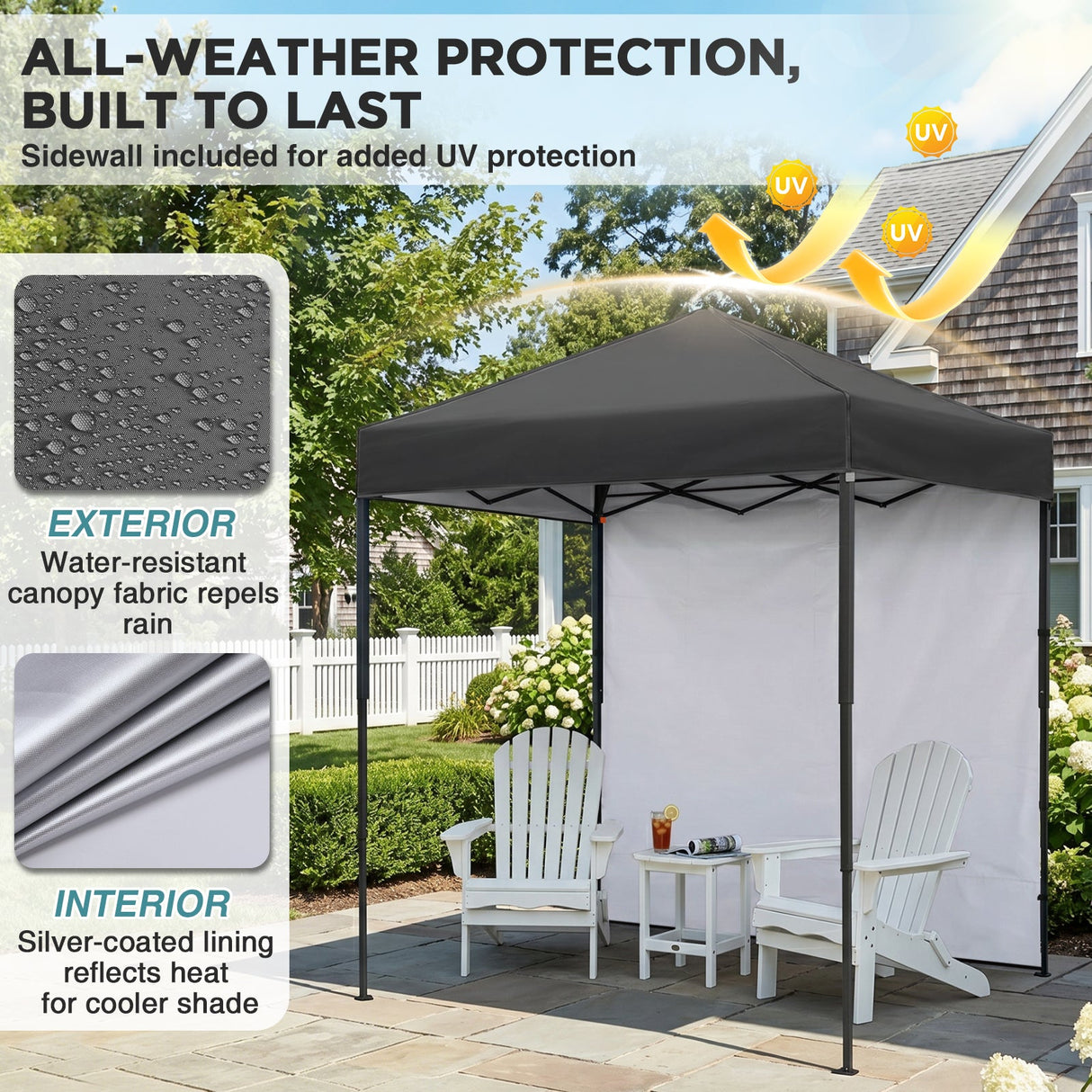 6x4 Instant Pop Up Canopy Tent with 1 Side Wall Panel - Eagle Peak®
