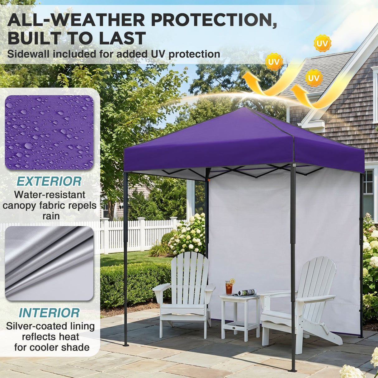 6x4 Instant Pop Up Canopy Tent with 1 Side Wall Panel - Eagle Peak®