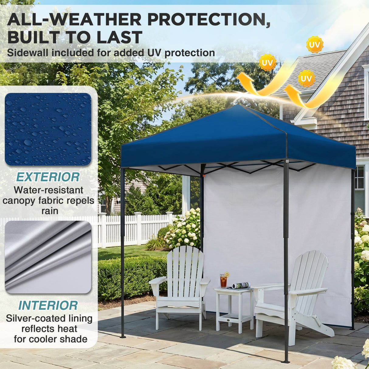 6x4 Instant Pop Up Canopy Tent with 1 Side Wall Panel - Eagle Peak®
