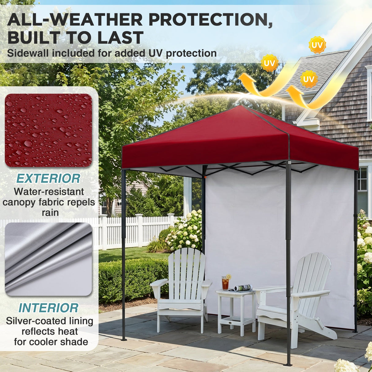 6x4 Instant Pop Up Canopy Tent with 1 Side Wall Panel - Eagle Peak®