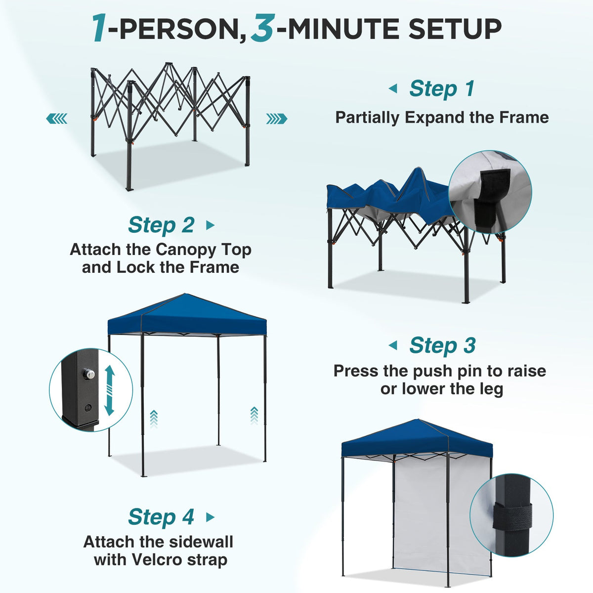 6x4 Instant Pop Up Canopy Tent with 1 Sidewall - Eagle Peak®