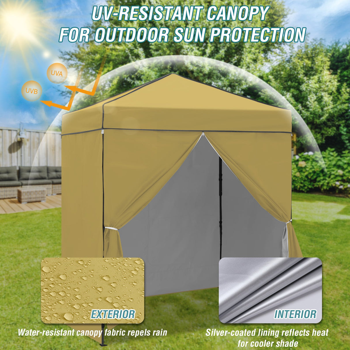 6x4 Instant Pop Up Canopy Tent with 4 Side Wall Panels - Eagle Peak Custom Canopy Tent