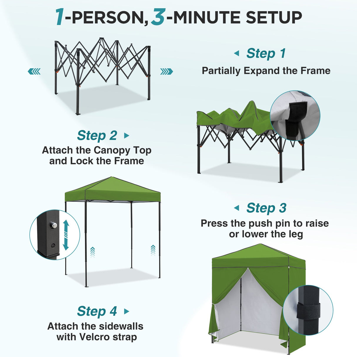 6x4 Instant Pop Up Canopy Tent with 4 Side Wall Panels - Eagle Peak®