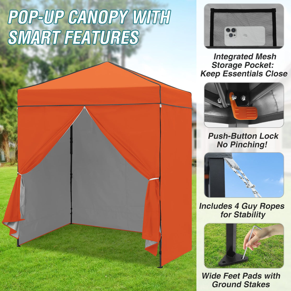 6x4 Instant Pop Up Canopy Tent with 4 Side Wall Panels - Eagle Peak Custom Canopy Tent