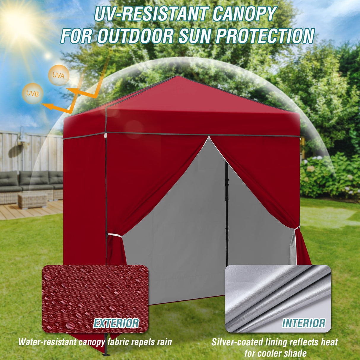 6x4 Instant Pop Up Canopy Tent with 4 Side Wall Panels - Eagle Peak Custom Canopy Tent