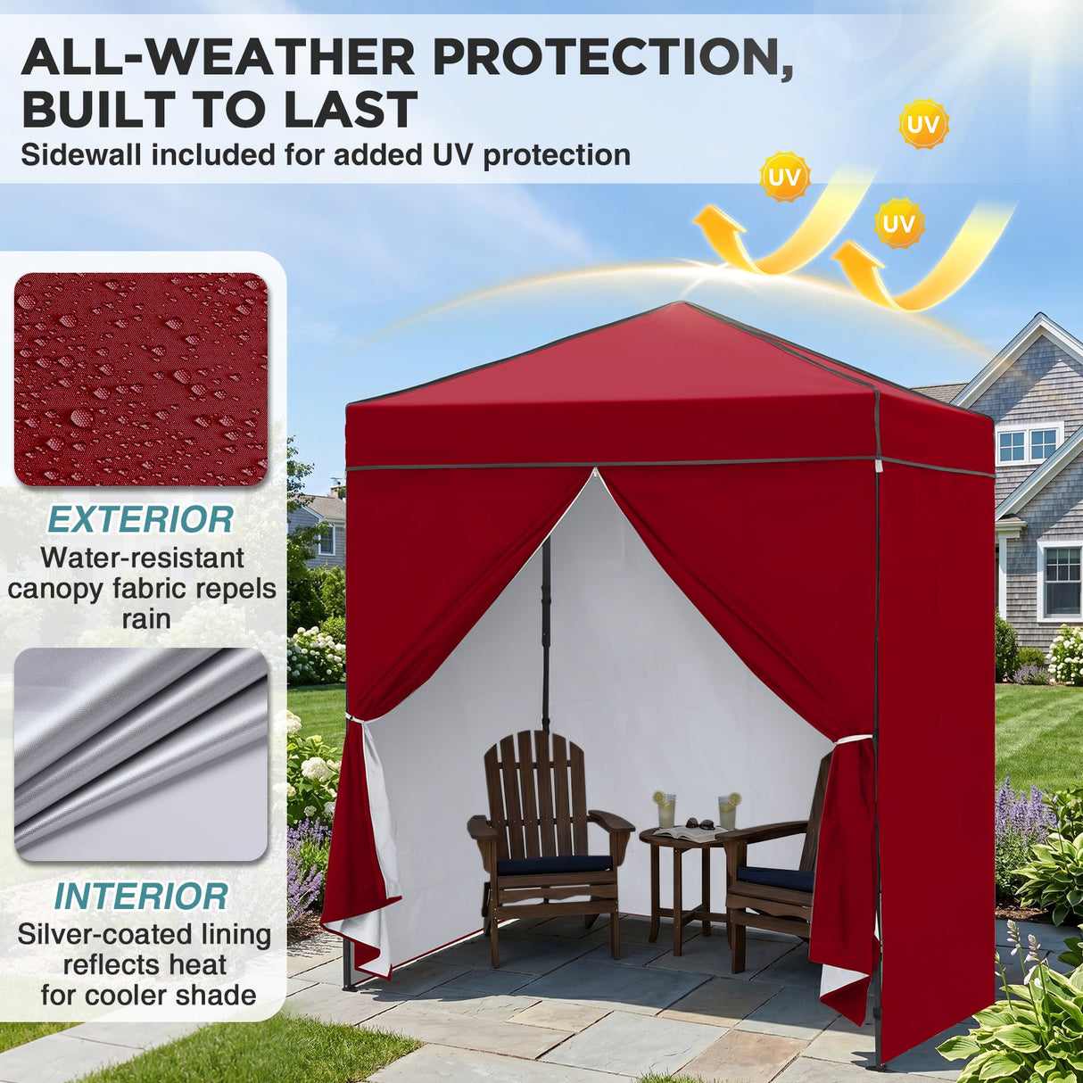6x4 Instant Pop Up Canopy Tent with 4 Side Wall Panels - Eagle Peak®