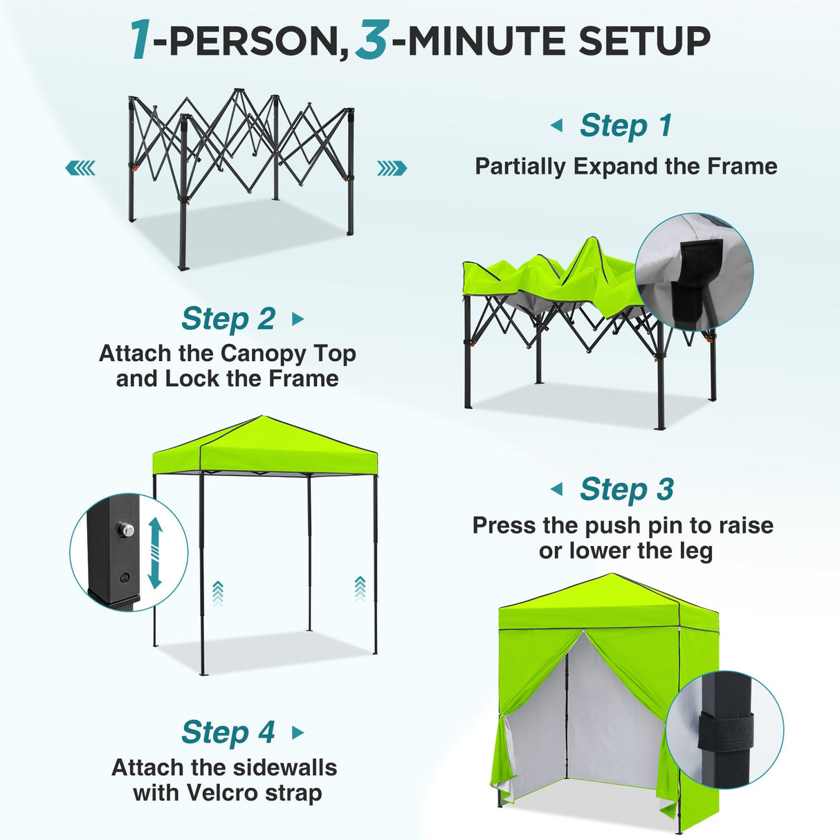 6x4 Instant Pop Up Canopy Tent with 4 Side Wall Panels - Eagle Peak®