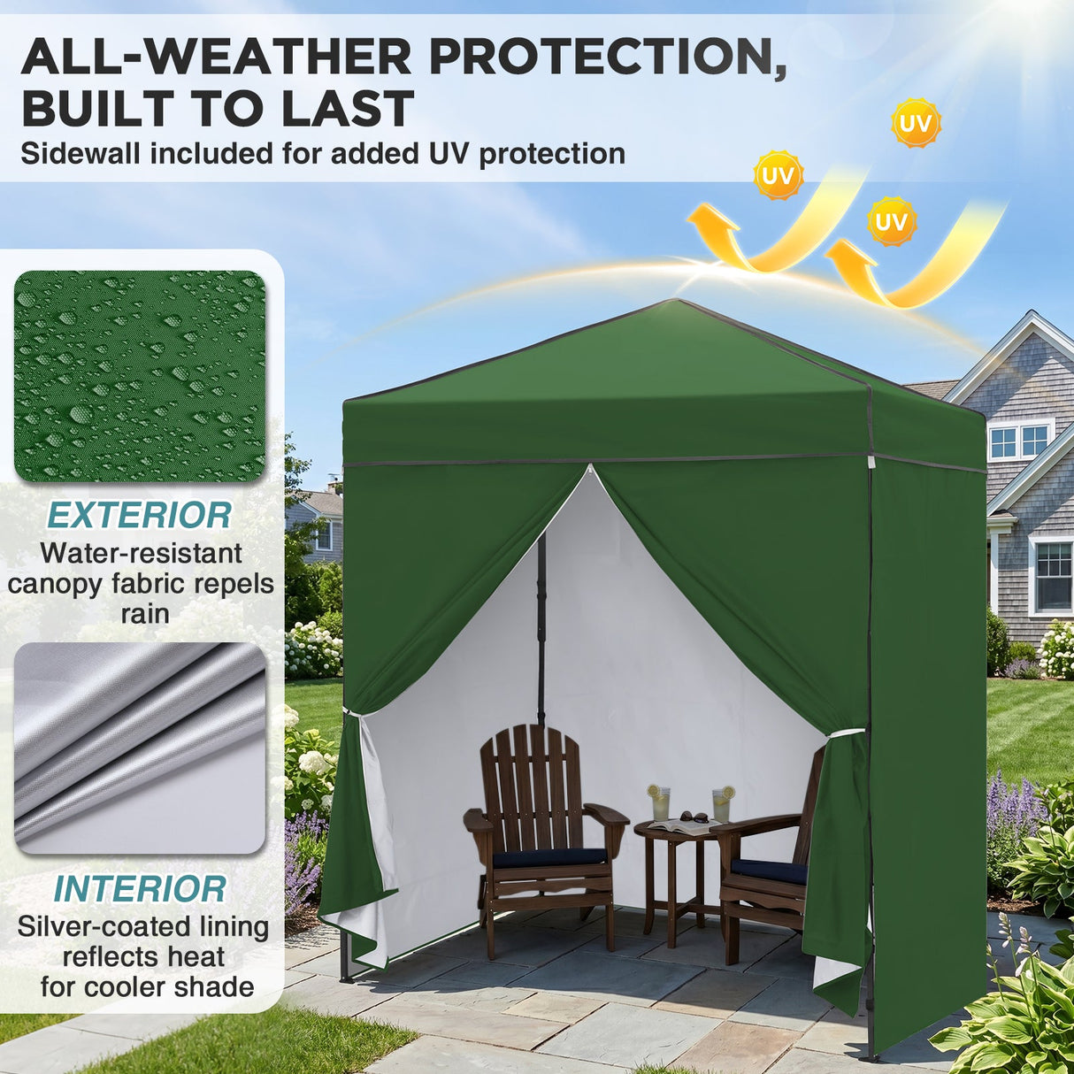 6x4 Instant Pop Up Canopy Tent with 4 Side Wall Panels - Eagle Peak®