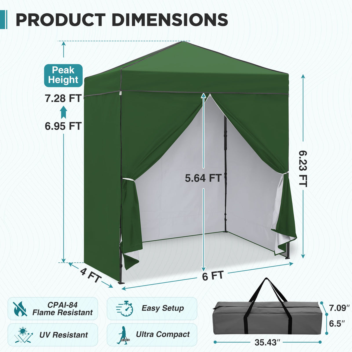 6x4 Instant Pop Up Canopy Tent with 4 Side Wall Panels - Eagle Peak®