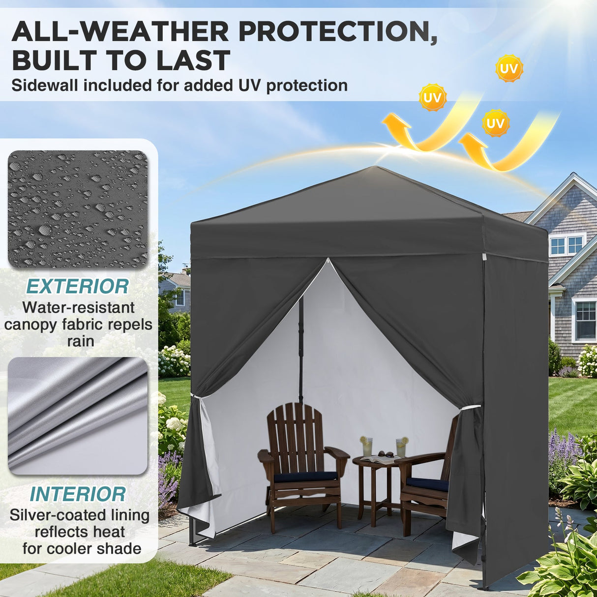 6x4 Instant Pop Up Canopy Tent with 4 Side Wall Panels - Eagle Peak®