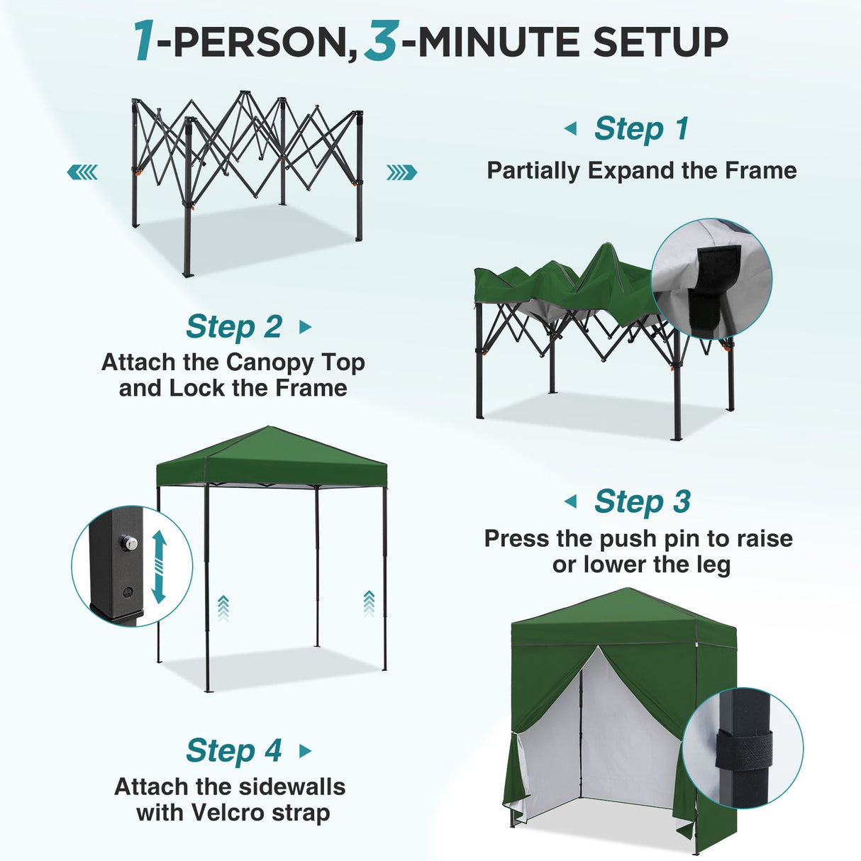 6x4 Instant Pop Up Canopy Tent with 4 Side Wall Panels - Eagle Peak®