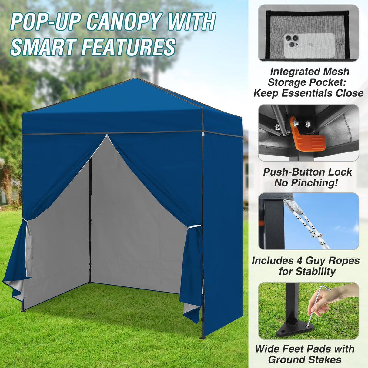 6x4 Instant Pop Up Canopy Tent with 4 Side Wall Panels - Eagle Peak Custom Canopy Tent