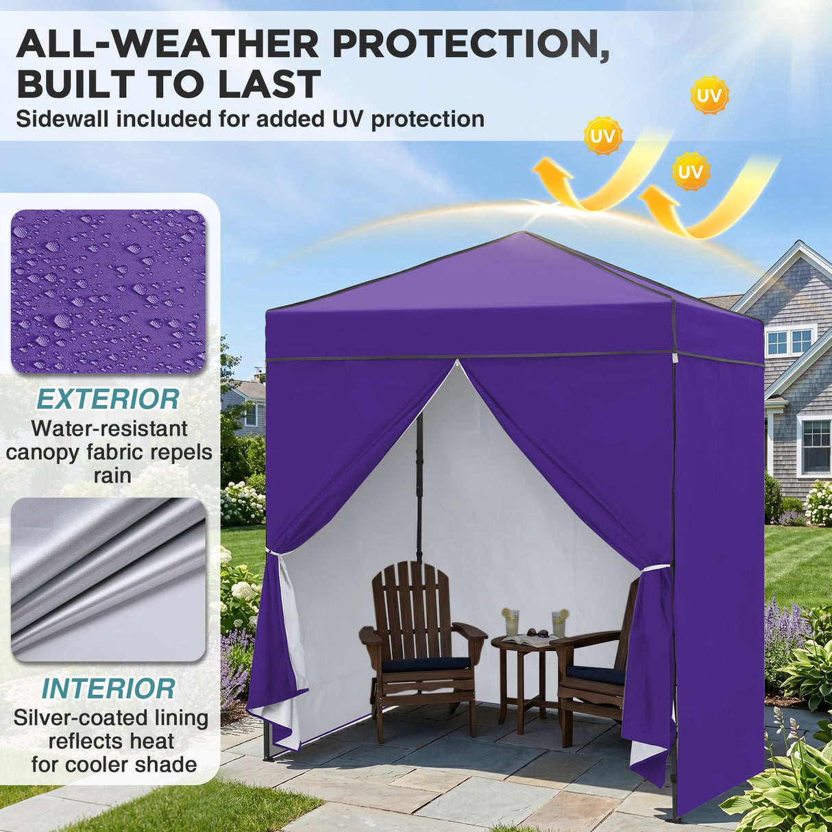 6x4 Instant Pop Up Canopy Tent with 4 Side Wall Panels - Eagle Peak®