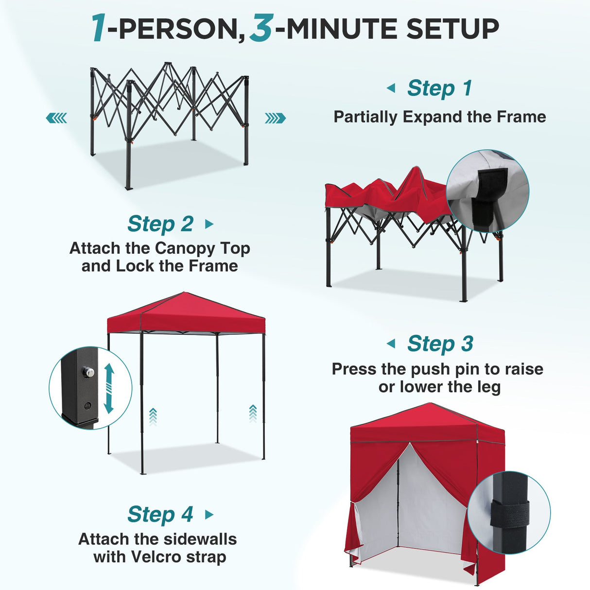 6x4 Instant Pop Up Canopy Tent with 4 Side Wall Panels - Eagle Peak®