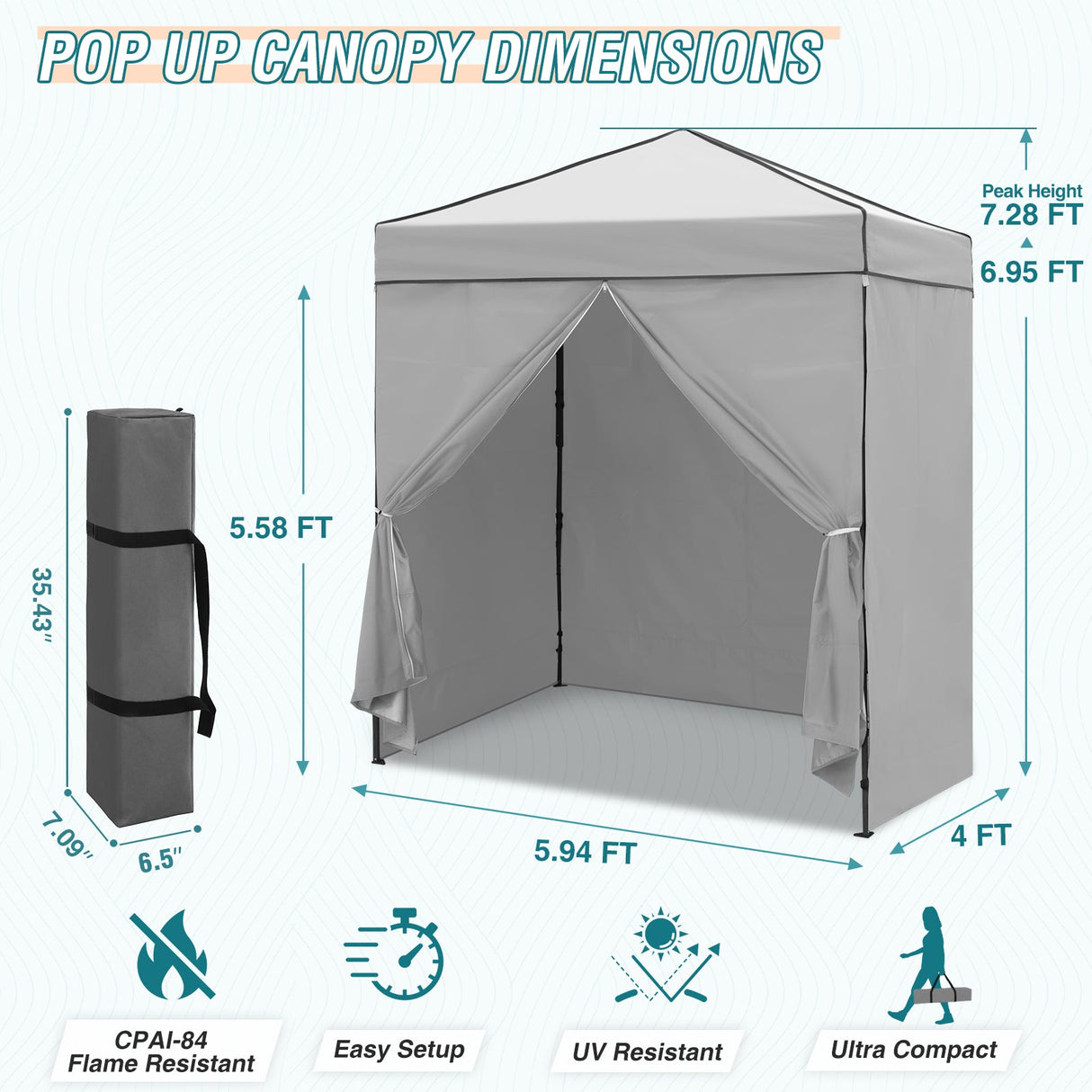 6x4 Instant Pop Up Canopy Tent with 4 Side Wall Panels - Eagle Peak Custom Canopy Tent