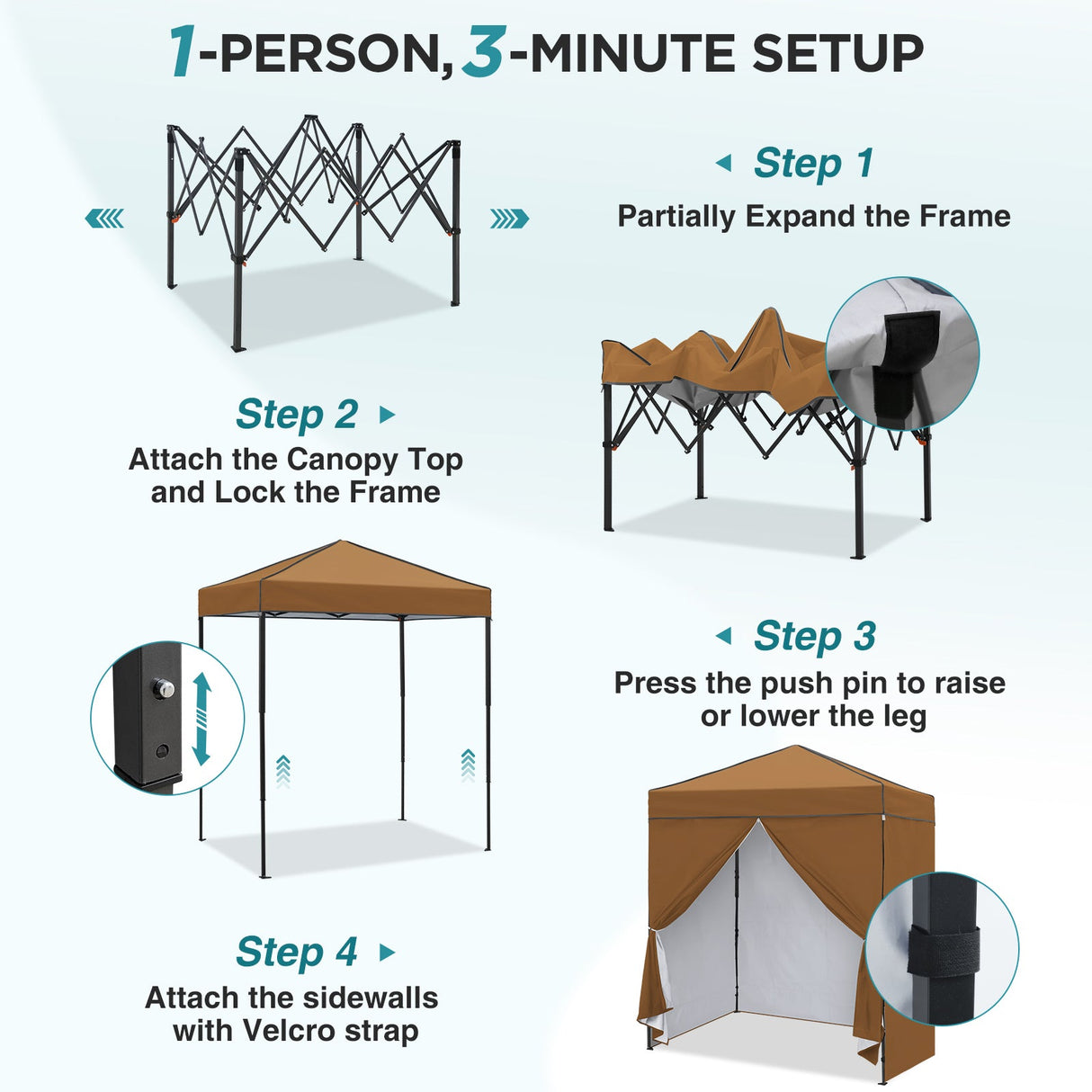 6x4 Instant Pop Up Canopy Tent with 4 Side Wall Panels - Eagle Peak®