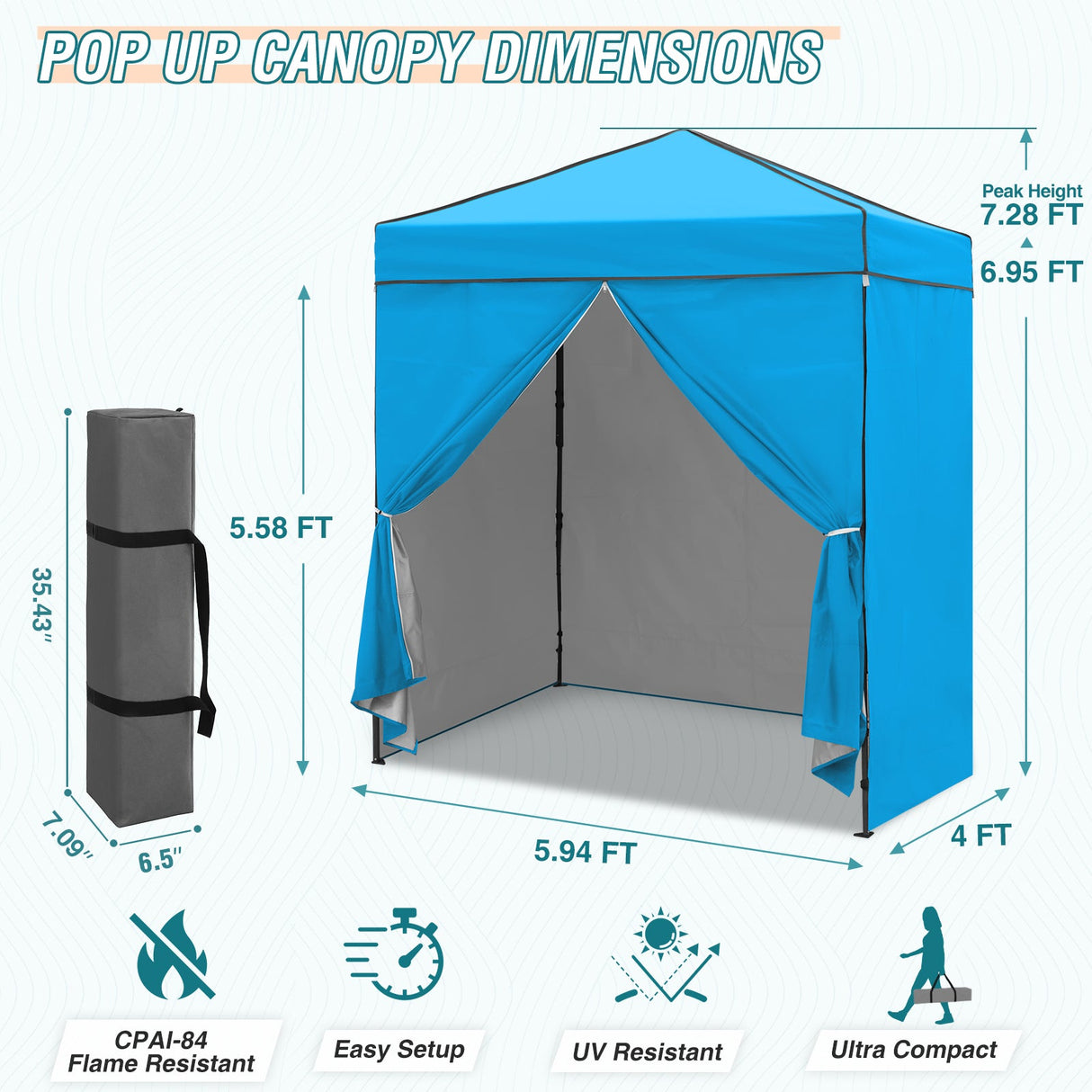6x4 Instant Pop Up Canopy Tent with 4 Side Wall Panels - Eagle Peak Custom Canopy Tent