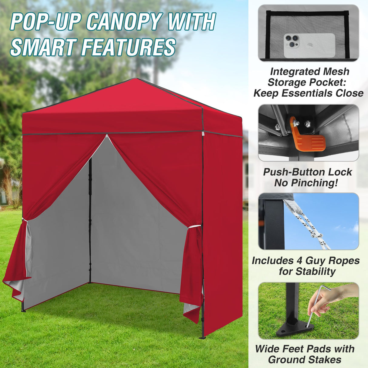 6x4 Instant Pop Up Canopy Tent with 4 Side Wall Panels - Eagle Peak Custom Canopy Tent