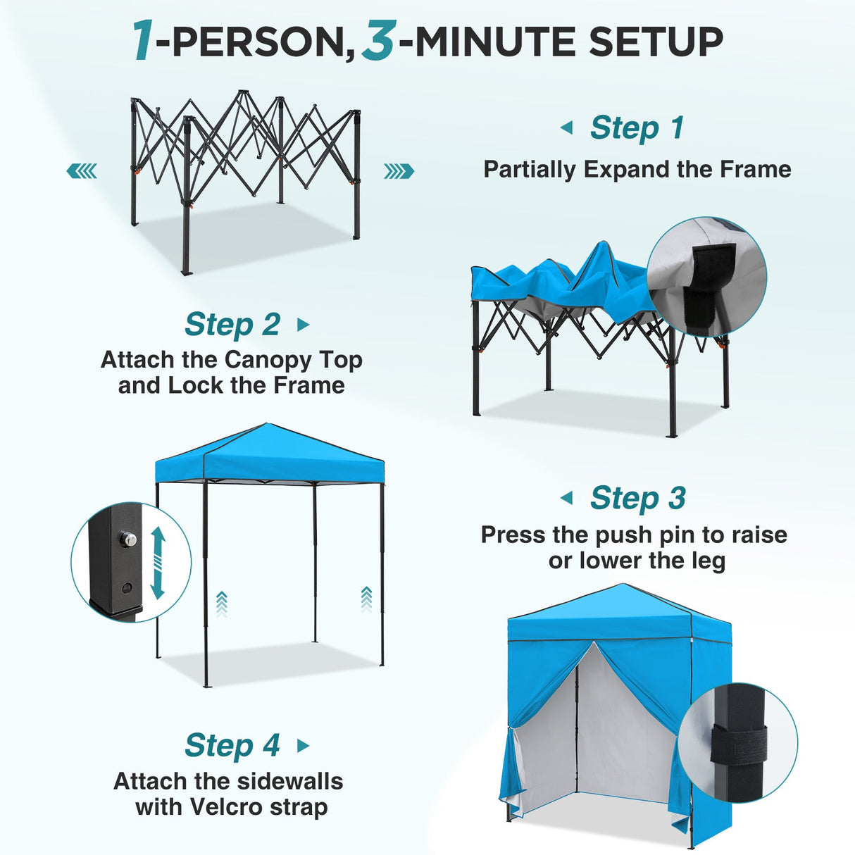 6x4 Instant Pop Up Canopy Tent with 4 Side Wall Panels - Eagle Peak®