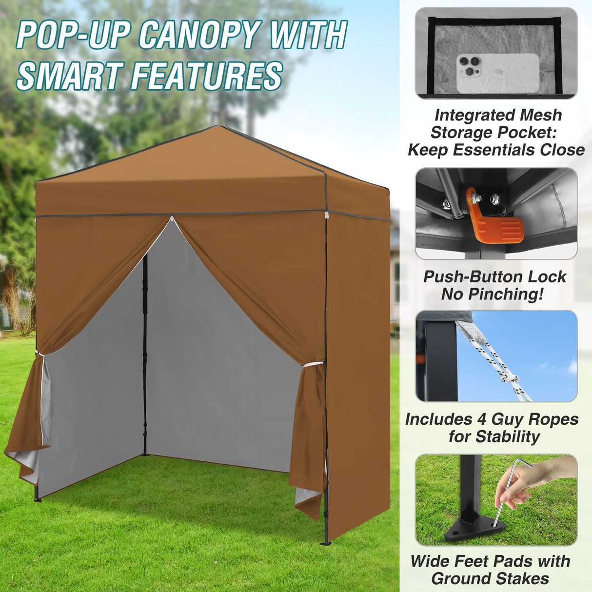 6x4 Instant Pop Up Canopy Tent with 4 Side Wall Panels - Eagle Peak Custom Canopy Tent