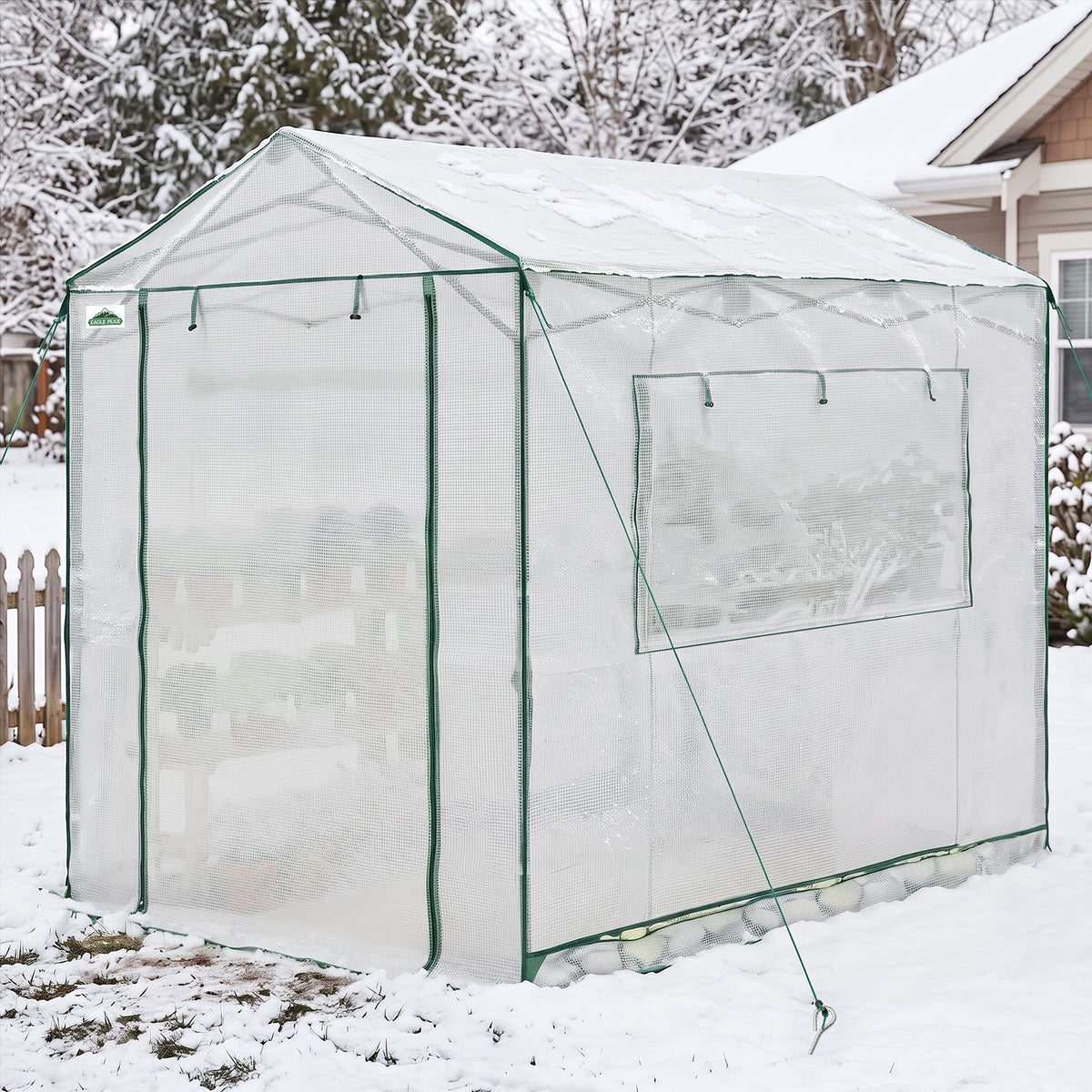 6x6/ 6x8/ 8x8/ 10x10 Pop Up Walk In Greenhouse, Easy Setup, Gable Roof - Eagle Peak®