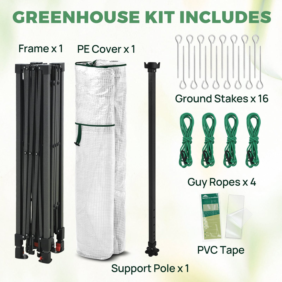 6x6/ 6x8/ 8x8/ 10x10 Pop Up Walk In Greenhouse, Easy Setup, Gable Roof - Eagle Peak®