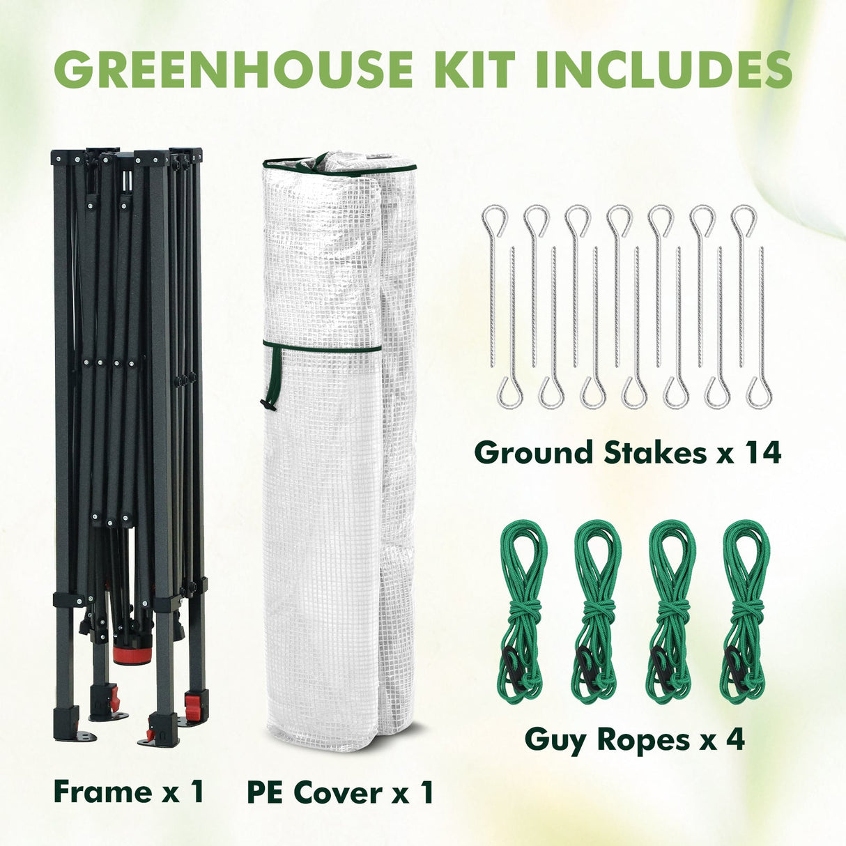 6x6/ 8x8/ 10x10 Portable Pop Up Greenhouse, Patented Center Lock with Gable Roof - Eagle Peak®
