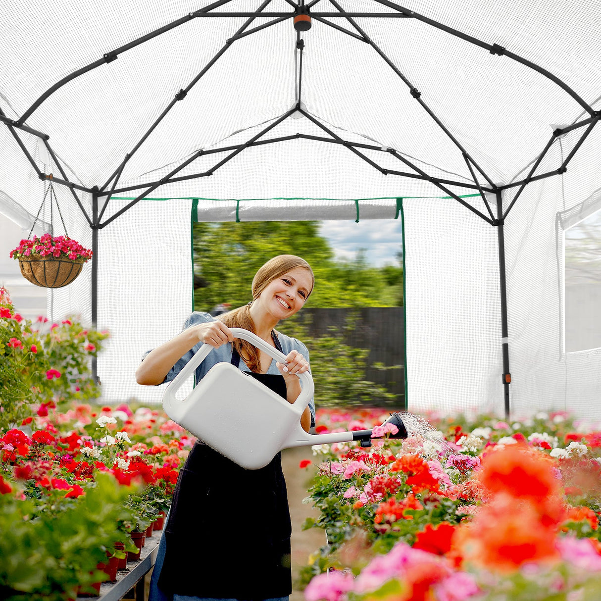 6x6/ 8x8/ 10x10 Portable Pop Up Greenhouse, Patented Center Lock with Gable Roof - Eagle Peak Custom Canopy Tent
