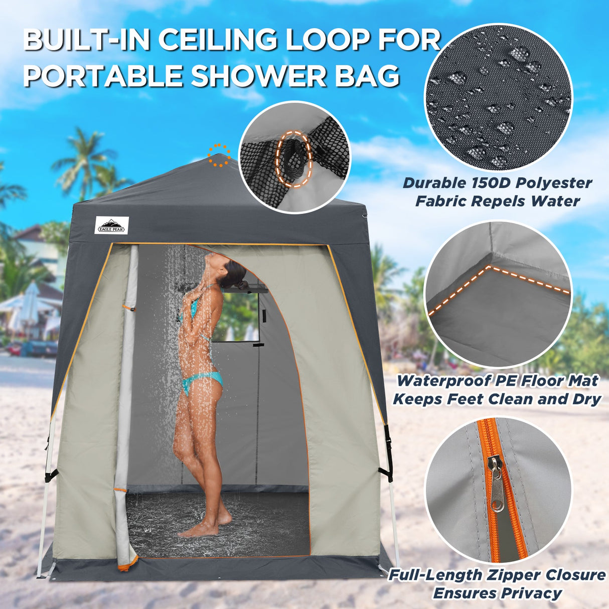 6x6 Pop Up Privacy Tent with Ground Mat - Eagle Peak Custom Canopy Tent