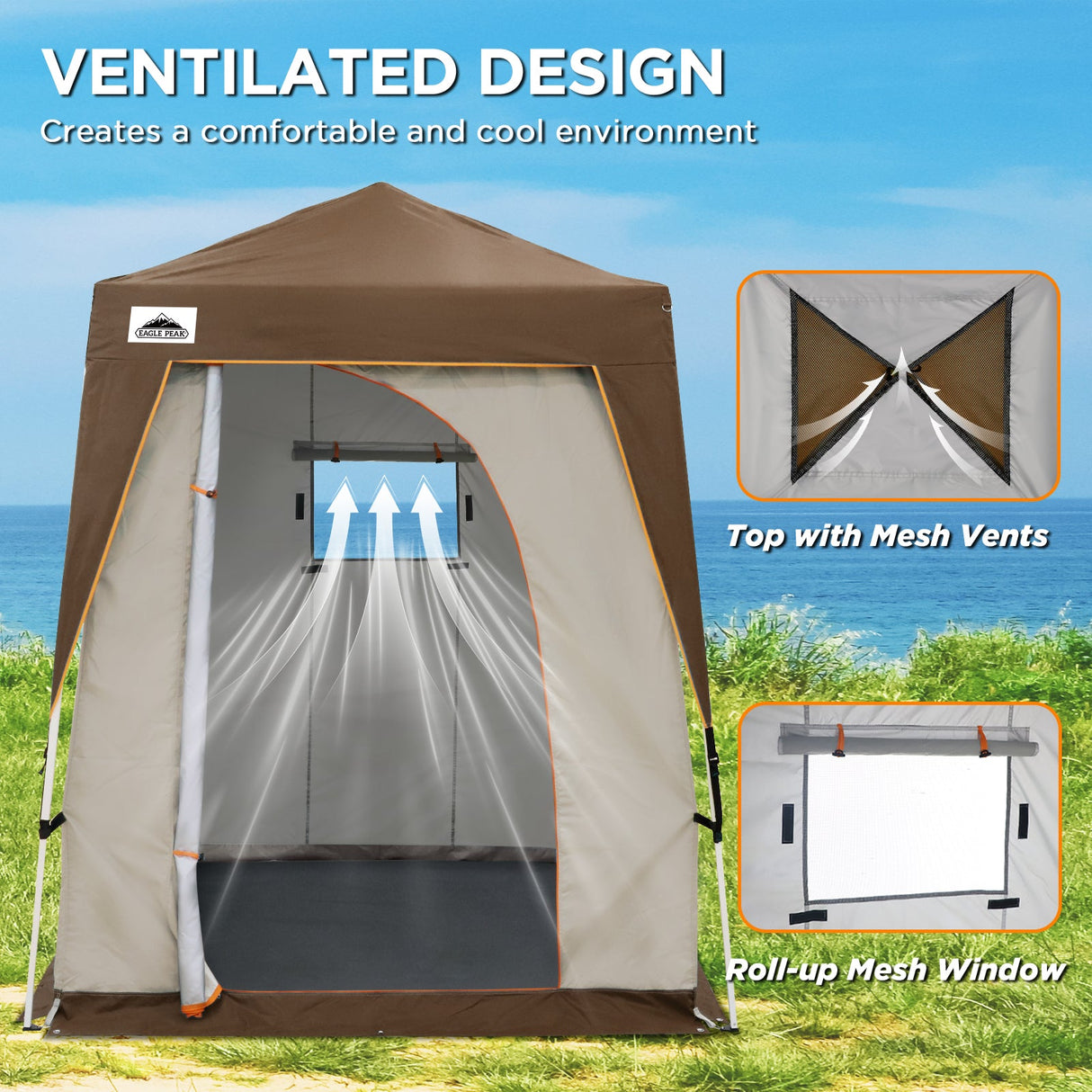 6x6 Pop Up Privacy Tent with Ground Mat - Eagle Peak Custom Canopy Tent