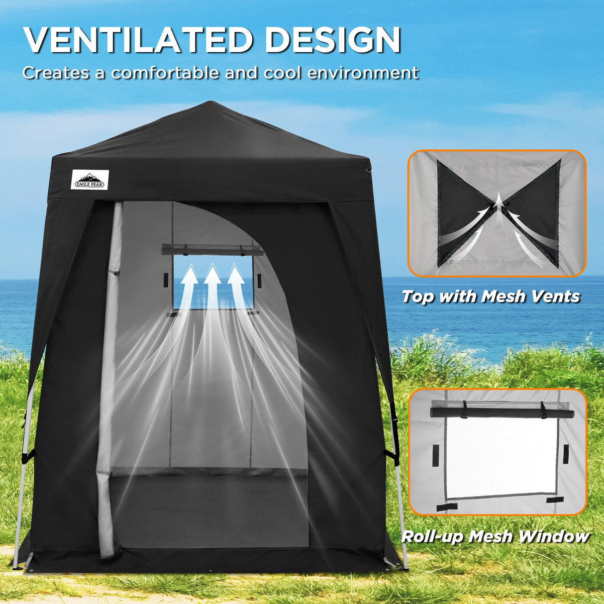6x6 Pop Up Privacy Tent with Ground Mat - Eagle Peak Custom Canopy Tent
