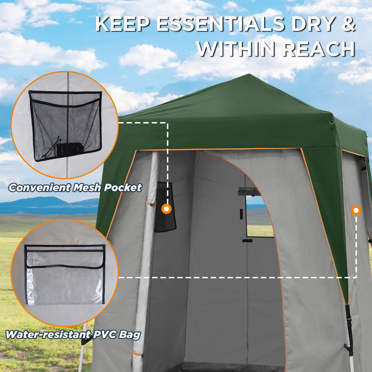 6x6 Pop Up Privacy Tent with Ground Mat - Eagle Peak Custom Canopy Tent