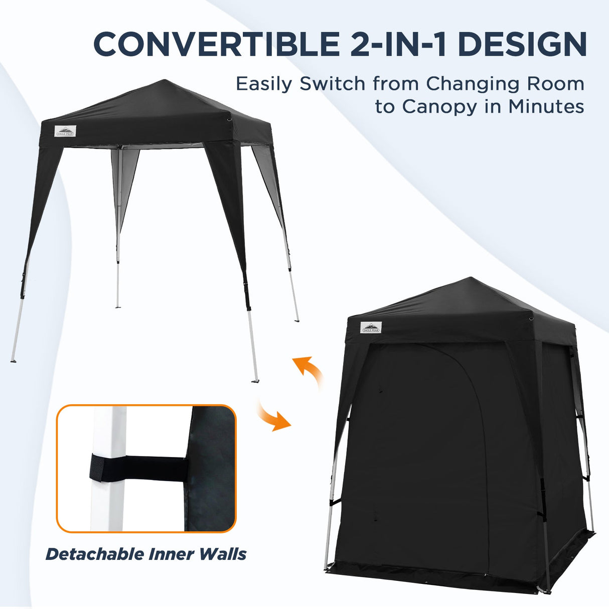 6x6 Pop Up Privacy Tent with Ground Mat - Eagle Peak Custom Canopy Tent
