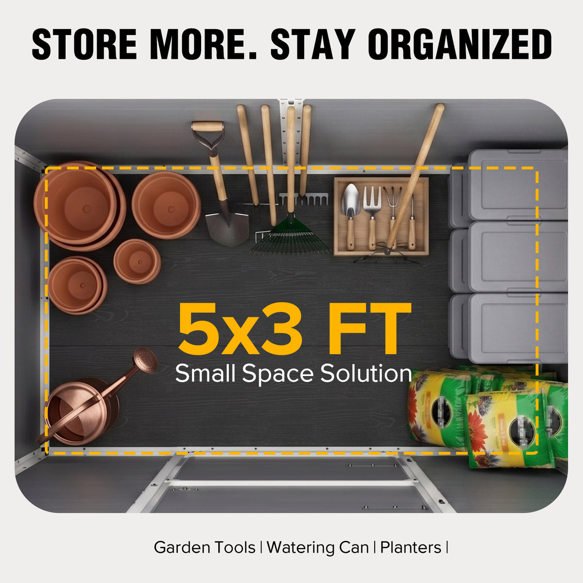 5x3/6x4/6x8/8x8/10x8 Resin Outdoor Storage Shed with Floor, Gray