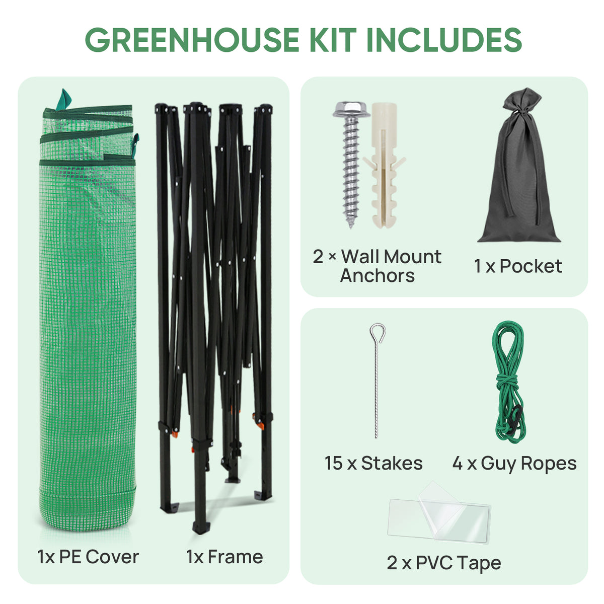 10x5 Easy Setup Pop Up Greenhouse, Lean-To Design