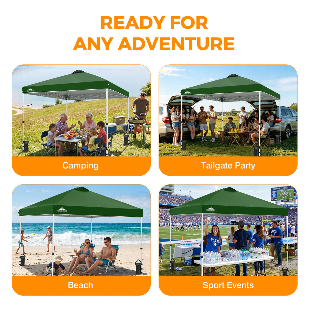 Easy Setup Straight Leg 10x10 Pop Up Canopy Tent w/ 100 sqft of Shade