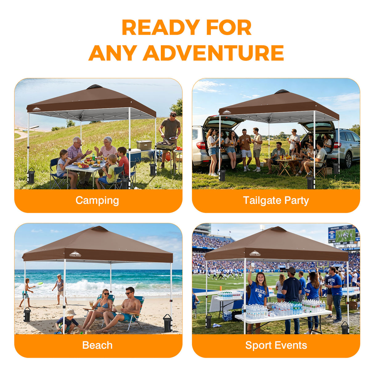 Easy Setup Straight Leg 10x10 Pop Up Canopy Tent w/ 100 sqft of Shade