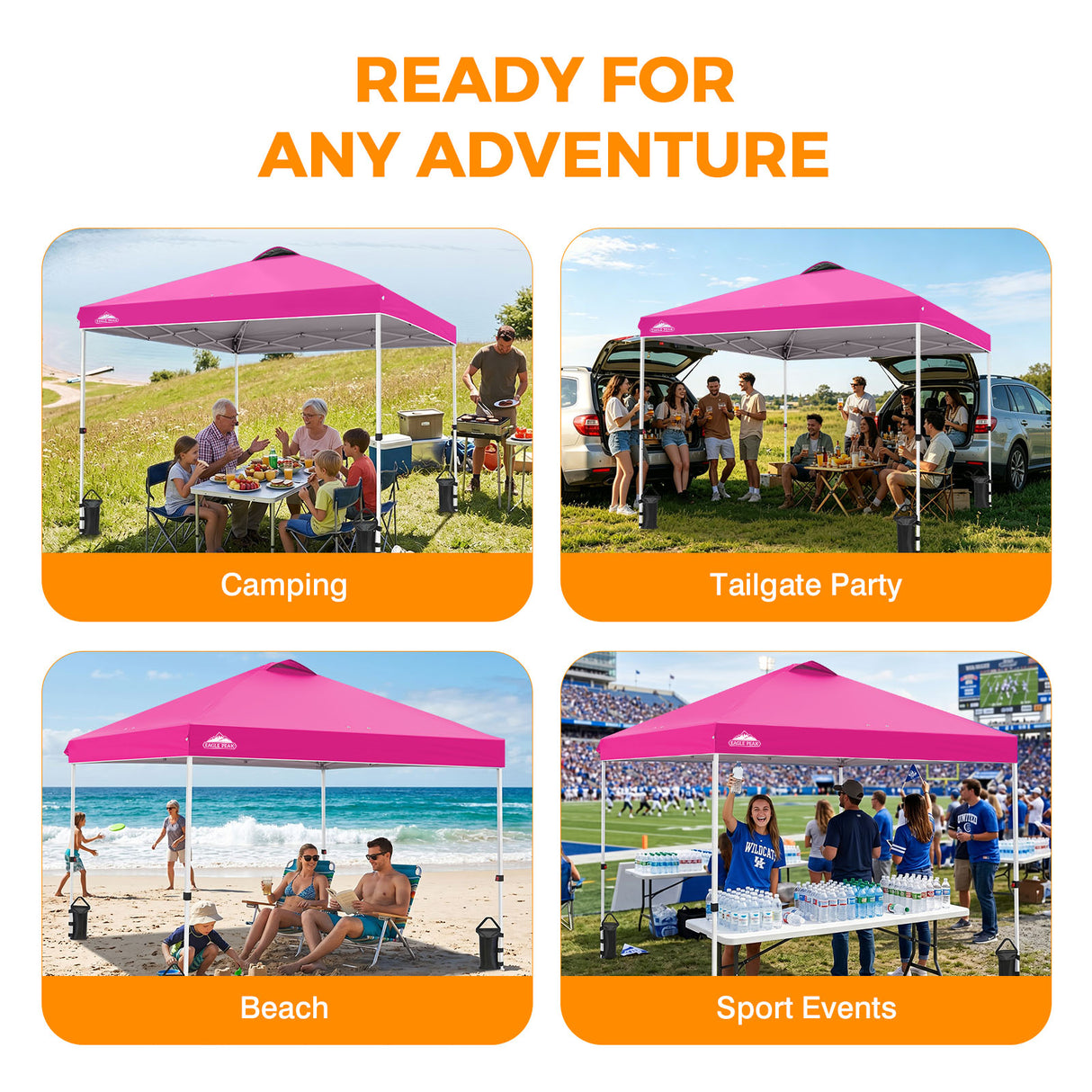 Easy Setup Straight Leg 10x10 Pop Up Canopy Tent w/ 100 sqft of Shade