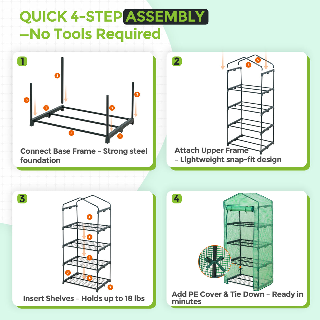 27.2"x19.3"x64.2" Mini Greenhouse with Wire Shelves