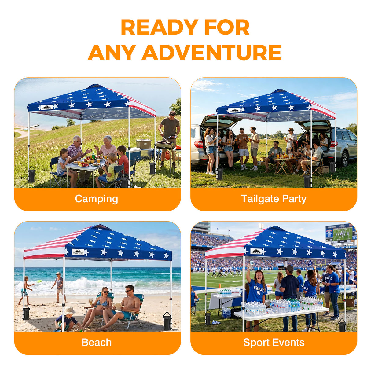 Easy Setup Straight Leg 10x10 Pop Up Canopy Tent w/ 100 sqft of Shade