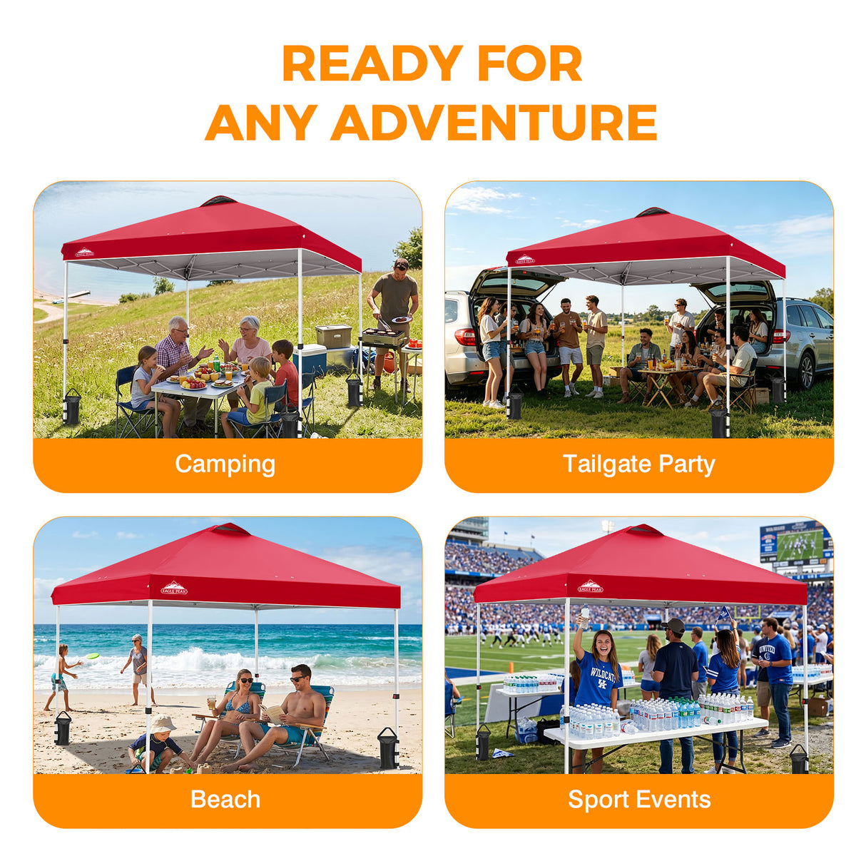 Easy Setup Straight Leg 10x10 Pop Up Canopy Tent w/ 100 sqft of Shade