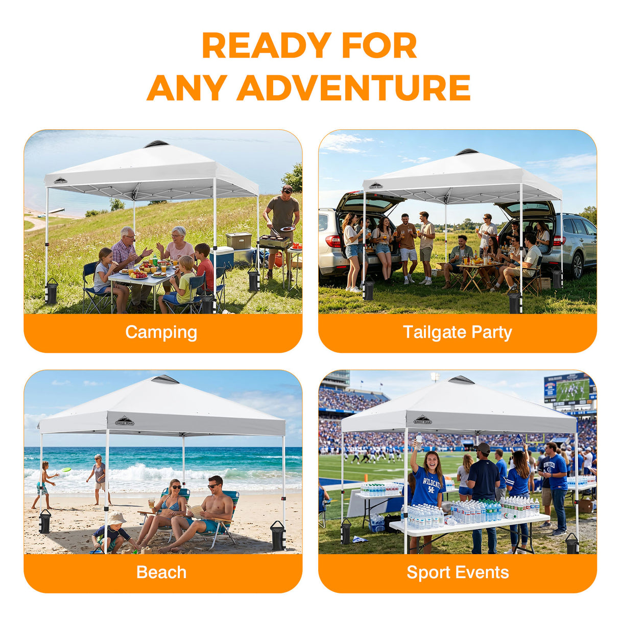 Easy Setup Straight Leg 10x10 Pop Up Canopy Tent w/ 100 sqft of Shade