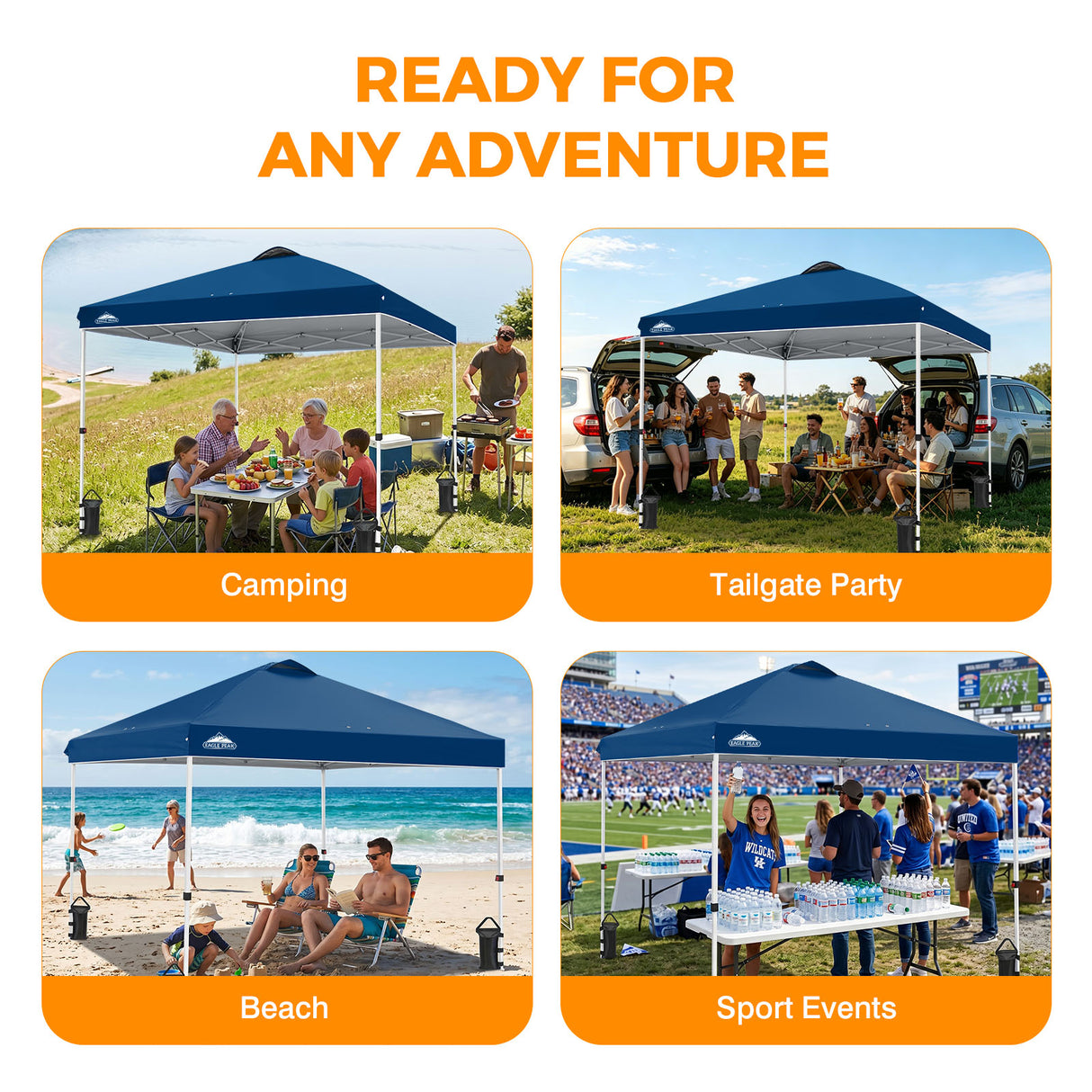 Easy Setup Straight Leg 10x10 Pop Up Canopy Tent w/ 100 sqft of Shade