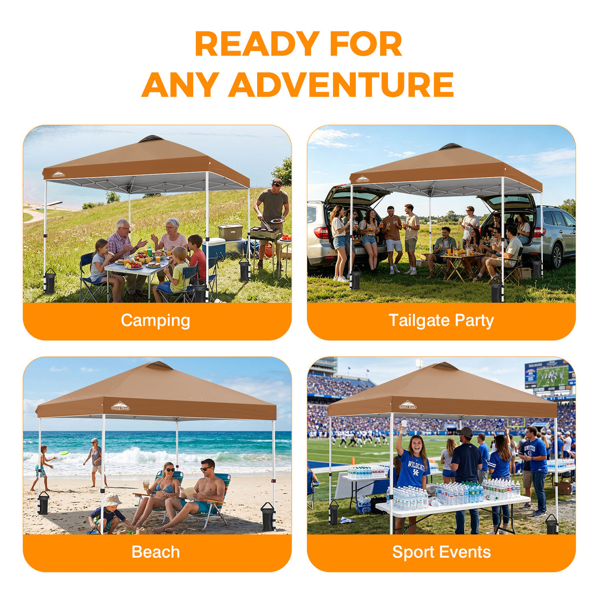 Easy Setup Straight Leg 10x10 Pop Up Canopy Tent w/ 100 sqft of Shade