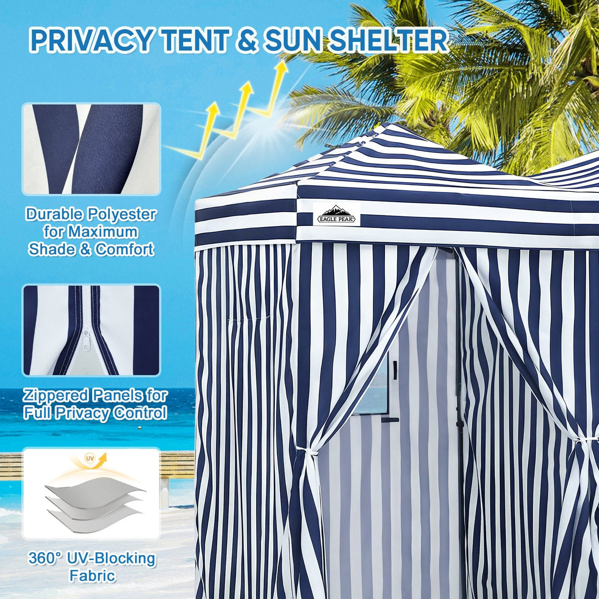 8x4 Outdoor Changing Room, 2 Room Pop Up Portable Changing Room - Eagle Peak Custom Canopy Tent