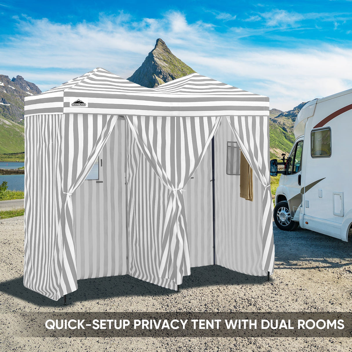 8x4 Outdoor Changing Room, 2 Room Pop Up Portable Changing Room - Eagle Peak Custom Canopy Tent