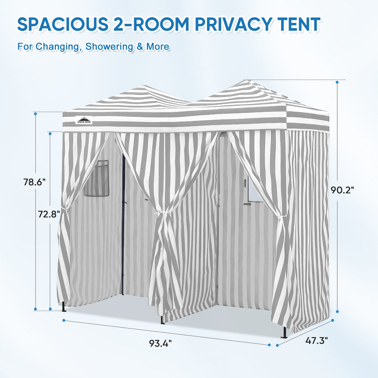 8x4 Outdoor Changing Room, 2 Room Pop Up Portable Changing Room - Eagle Peak Custom Canopy Tent